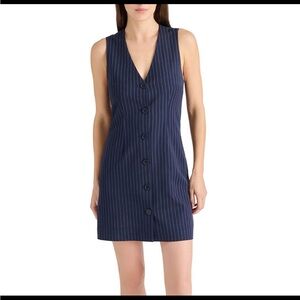 Steve Madden Navy Pinstripe Sleeveless Dress large